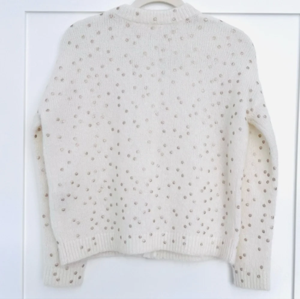SÉZANE Talitha Kid Mohair Cardigan In Ecru  Champagne Dots NWOT XXS Runs Large - Picture 8 of 13